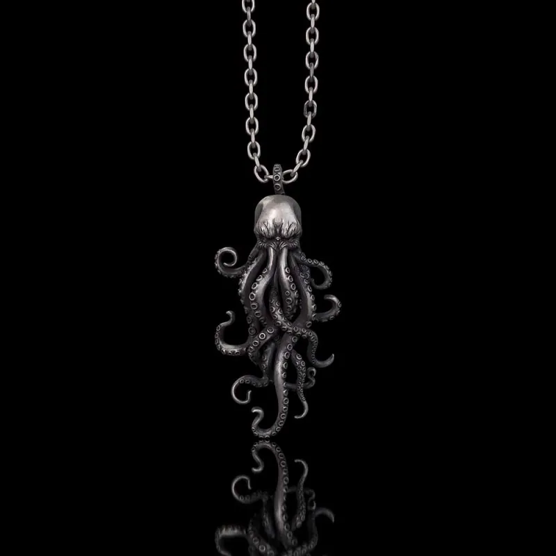 Octopus Skull Gothic Sterling Silver Pendant made by GTHIC