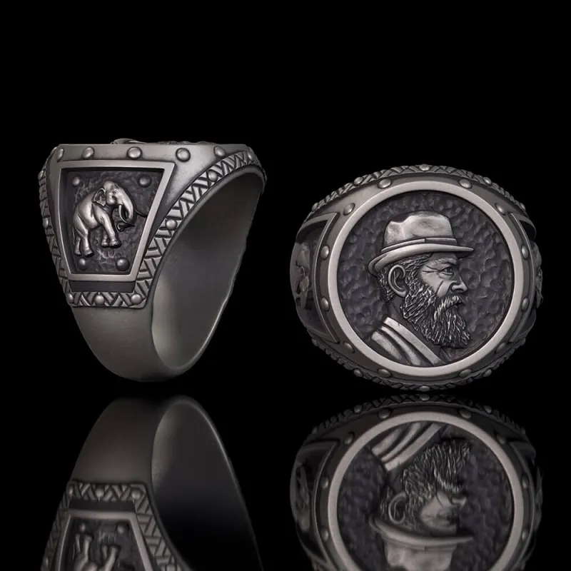 Vintage Explorer Elephant Sterling Silver Ring made by GTHIC