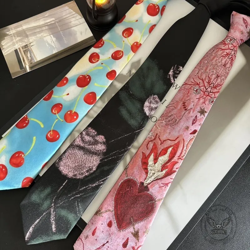 Y2K Plant Animal Print Casual Hand-Tied Tie made by GTHIC