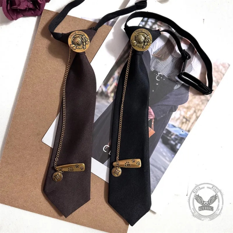 Versatile Bear Round-Head Brooch Decorative Tie made by GTHIC