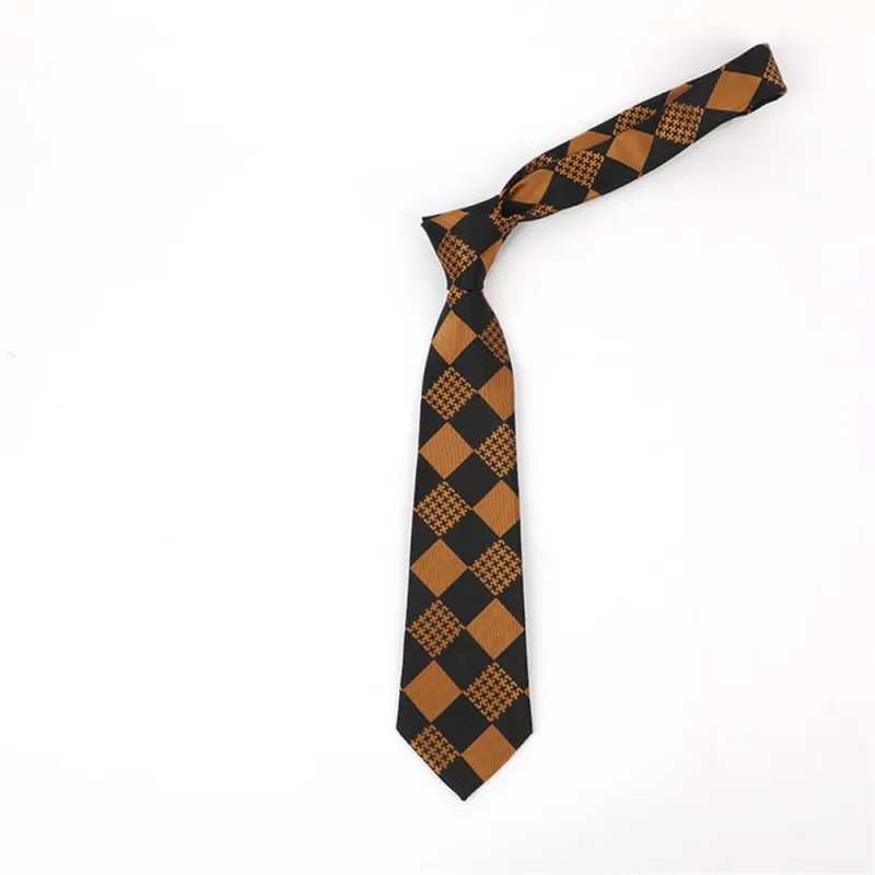 Geometric Check Striped Polyester Tie made by GTHIC