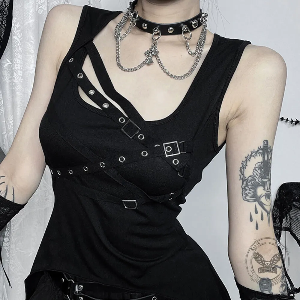Dark-Style Irregular Gothic Fitted Vest Top sold by GTHIC