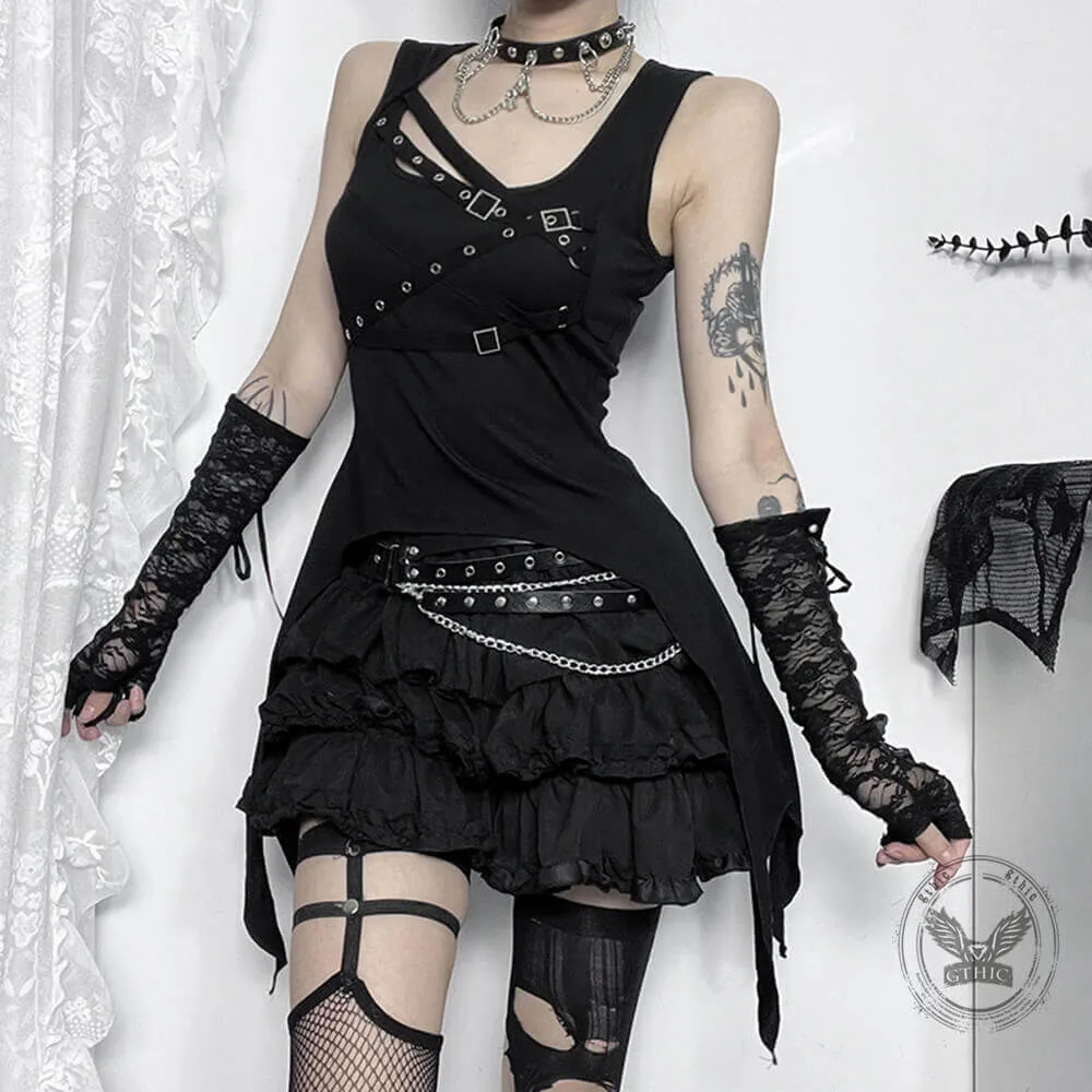 Dark-Style Irregular Gothic Fitted Vest Top sold by GTHIC product image thumbnail 2