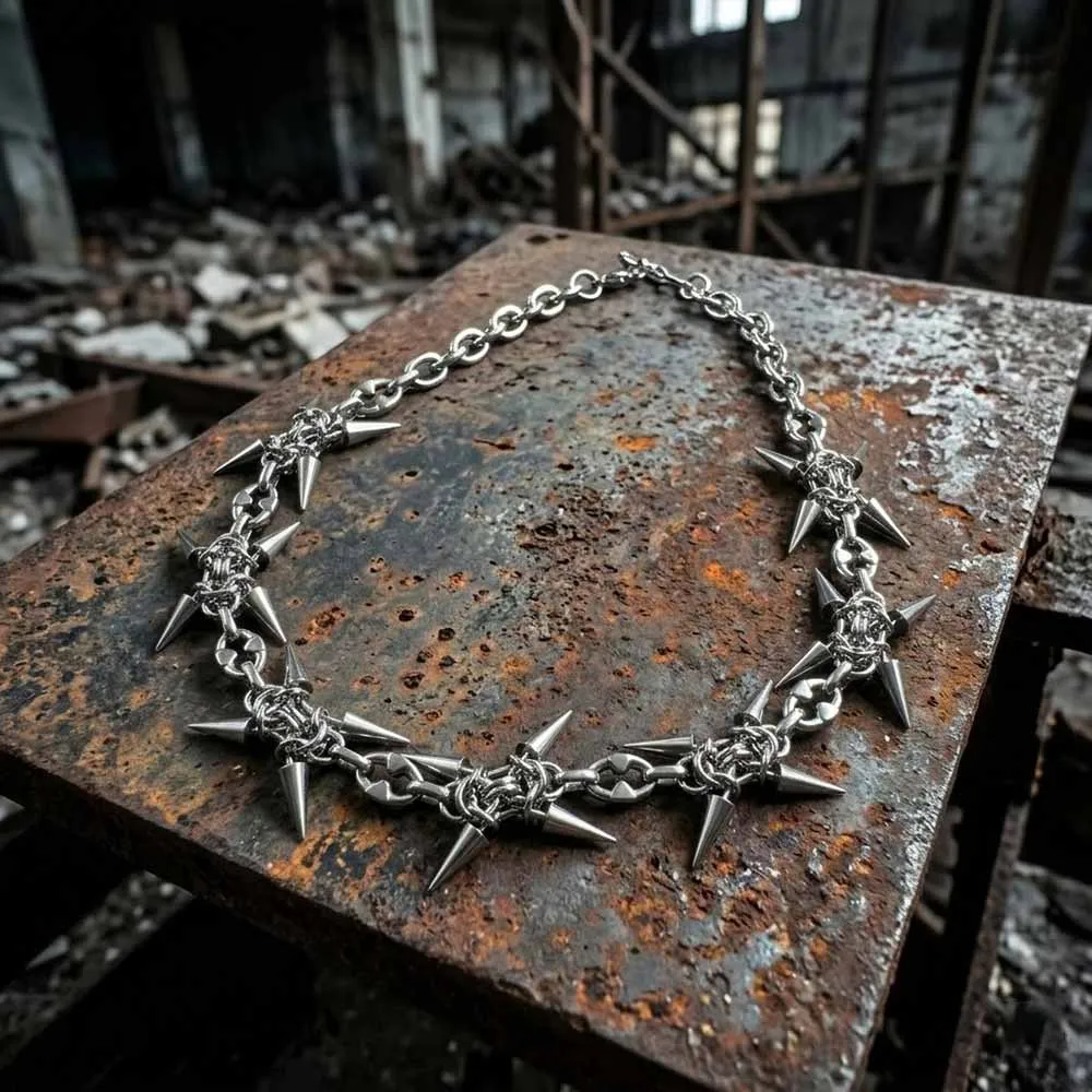 Punk Spiked Stainless Steel Choker Clavicle Necklace sold by GTHIC product image thumbnail 5