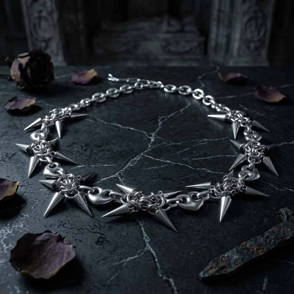 Punk Spiked Stainless Steel Choker Clavicle Necklace sold by GTHIC product image thumbnail 3