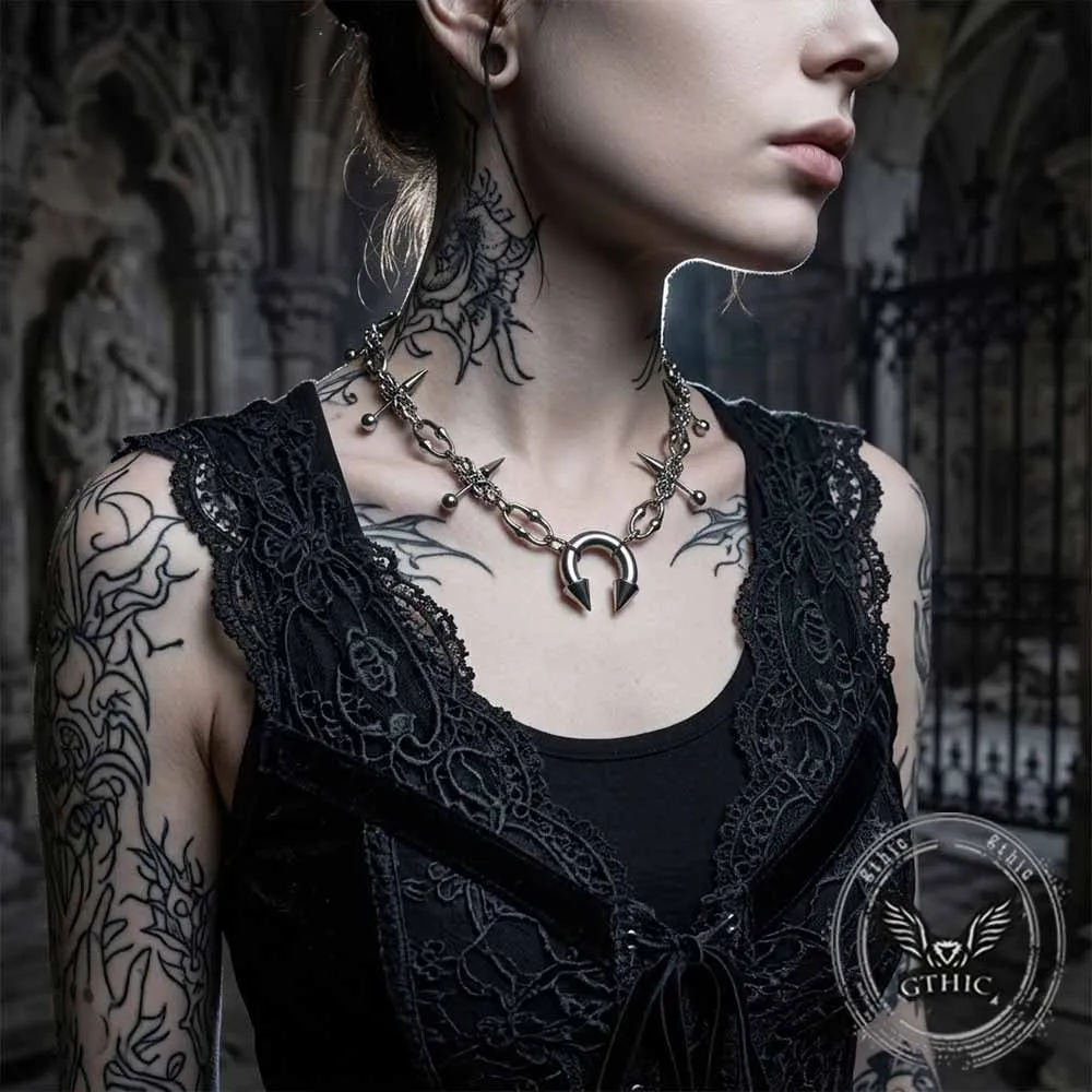 Punk Spike Piercing Stainless Steel Clavicle Necklace sold by GTHIC