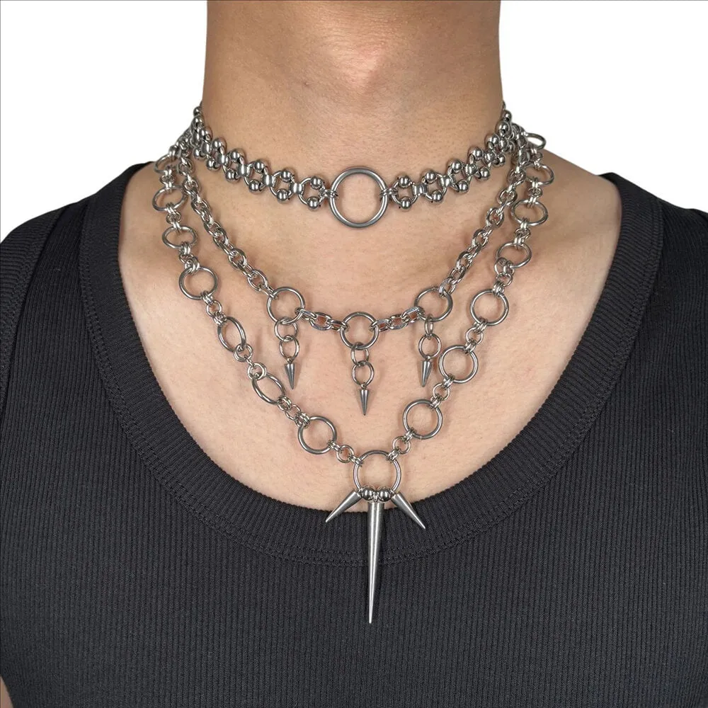 Hip-Hop Punk Spiked Multi-Layered Stainless Steel Necklace sold by GTHIC product image thumbnail 3