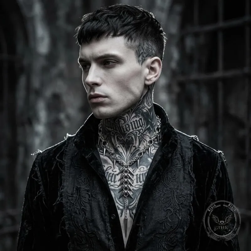 Punk Irregular Studded Long Tassel Stainless Steel Necklace made by GTHIC