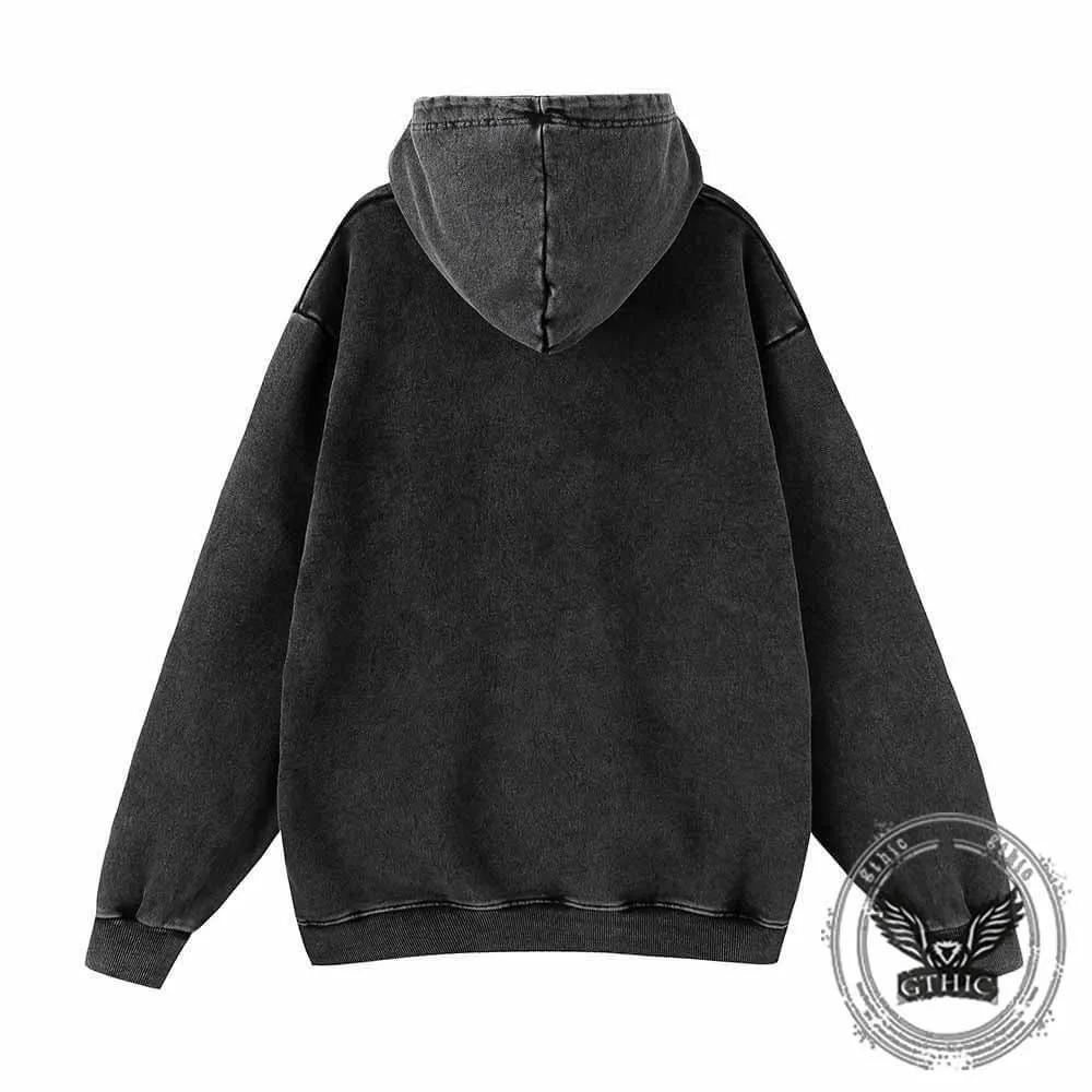Zero Flocks Given Graphic Vintage Washed Hoodie sold by GTHIC product image thumbnail 3