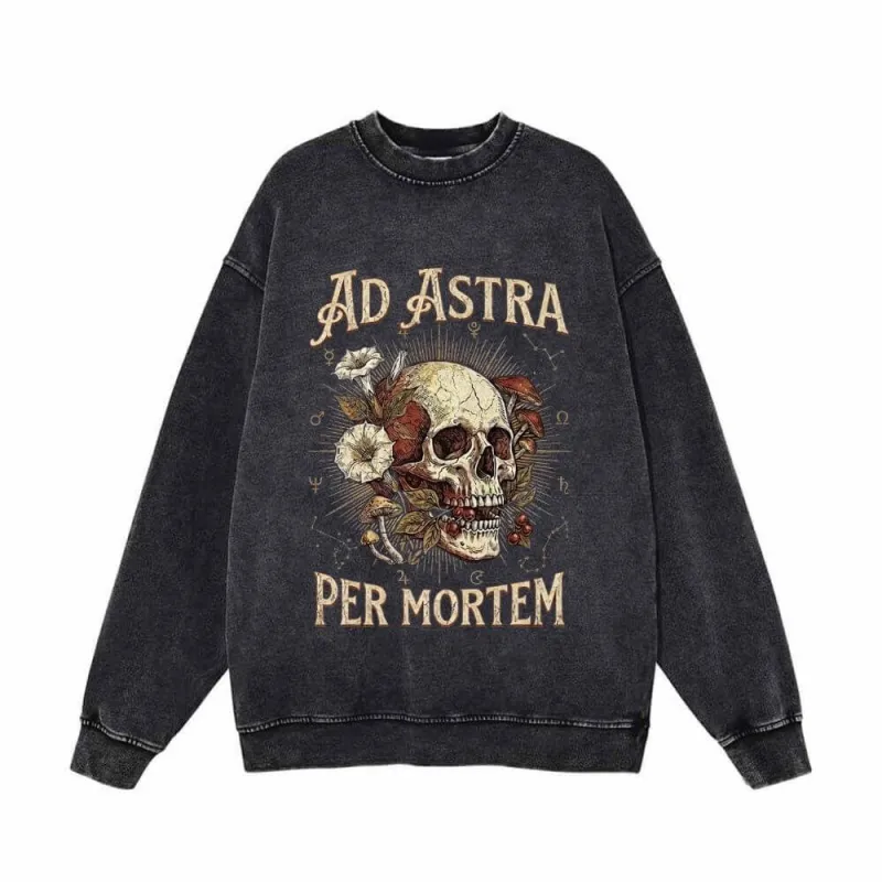 Ad Astra Per Mortem Skull Vintage Washed Sweatshirt made by GTHIC