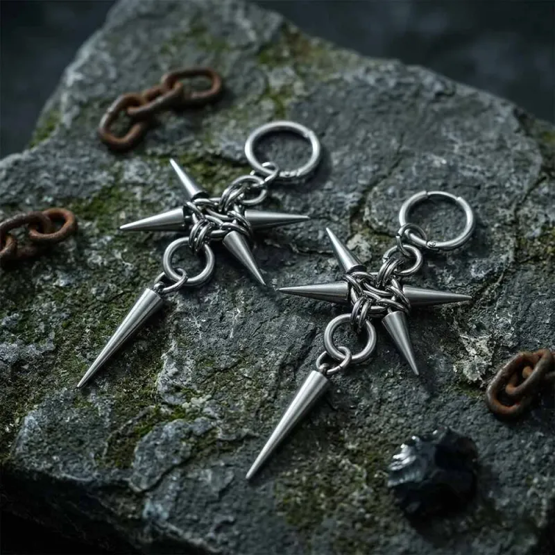 Punk Spiked Hip Hop Stainless Steel Earrings made by GTHIC