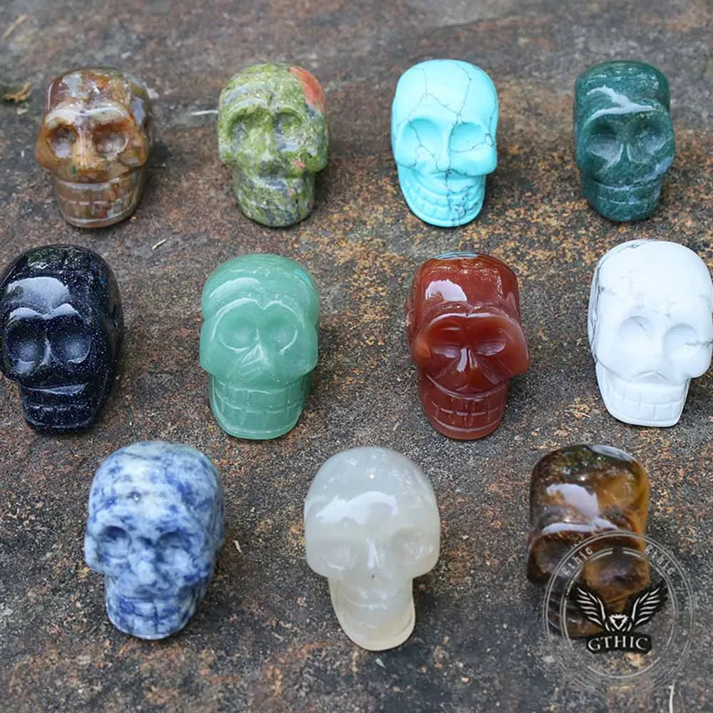 Gothic Natural Crystal Stone Skull Beaded Figurine sold by GTHIC