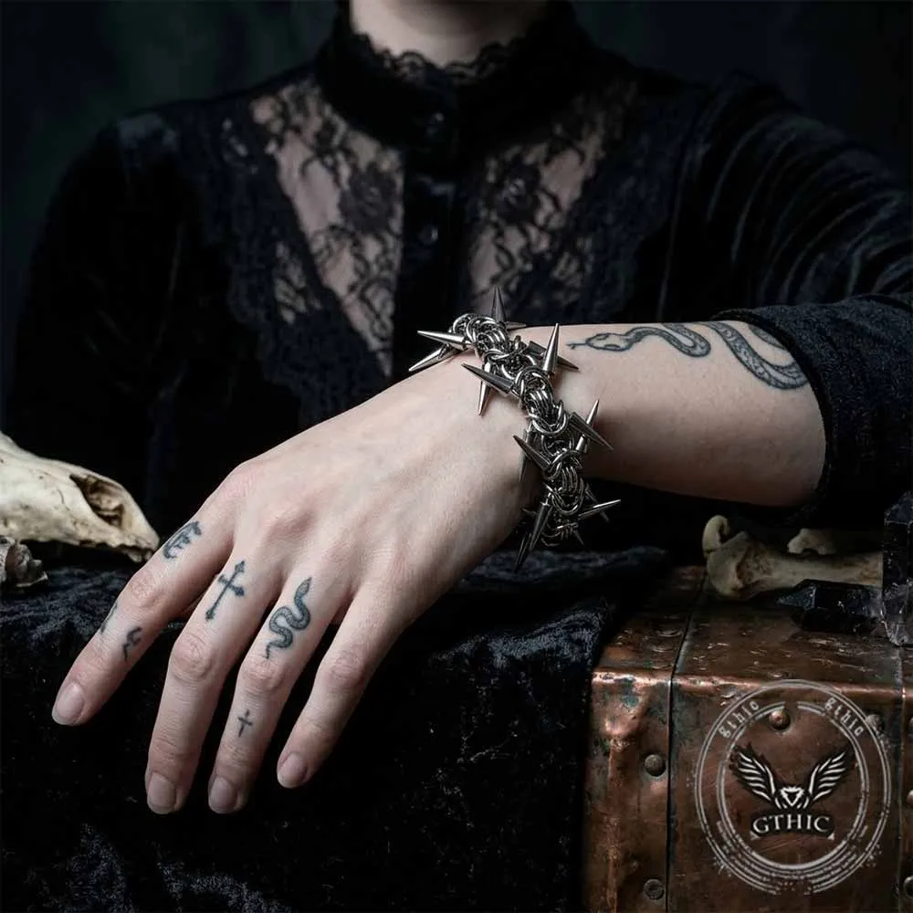 Punk Multi-Spike Studded Alloy Biker Bracelet sold by GTHIC product image thumbnail 3