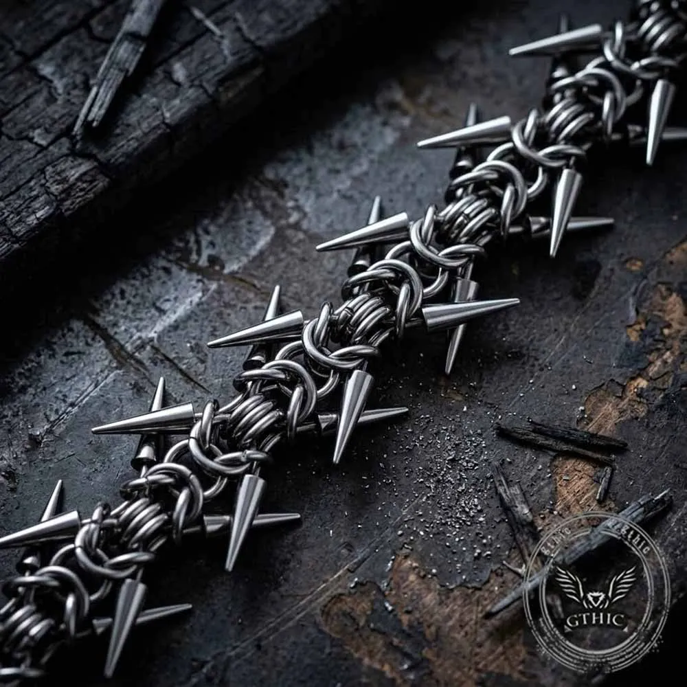 Punk Multi-Spike Studded Alloy Biker Bracelet sold by GTHIC product image thumbnail 4