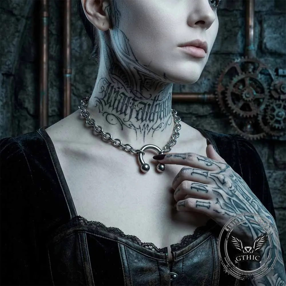 Punk Spike Horseshoe Stainless Steel Clavicle Necklace sold by GTHIC product image thumbnail 2