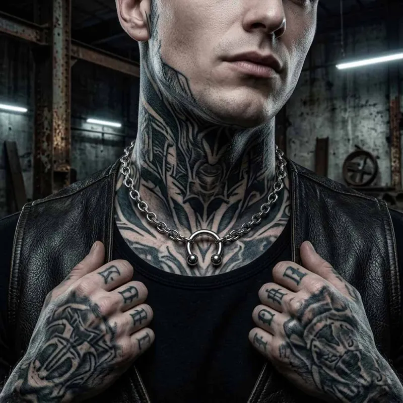 Punk Spike Horseshoe Stainless Steel Clavicle Necklace made by GTHIC