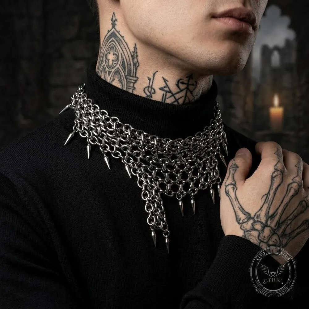 Multi-Layered Studded Punk Stainless Steel Clavicle Necklace sold by GTHIC product image thumbnail 4