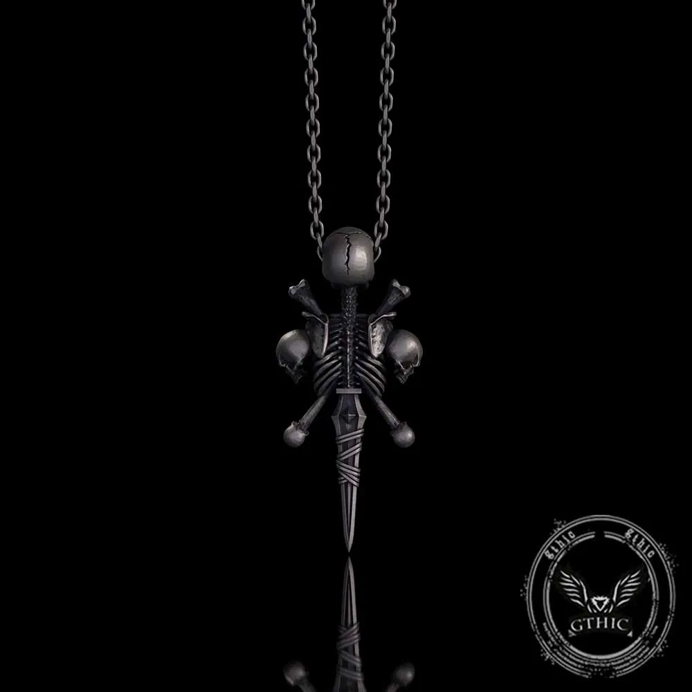 Gothic Skeleton Sword Bone Cross Sterling Silver Pendant sold by GTHIC product image thumbnail 4
