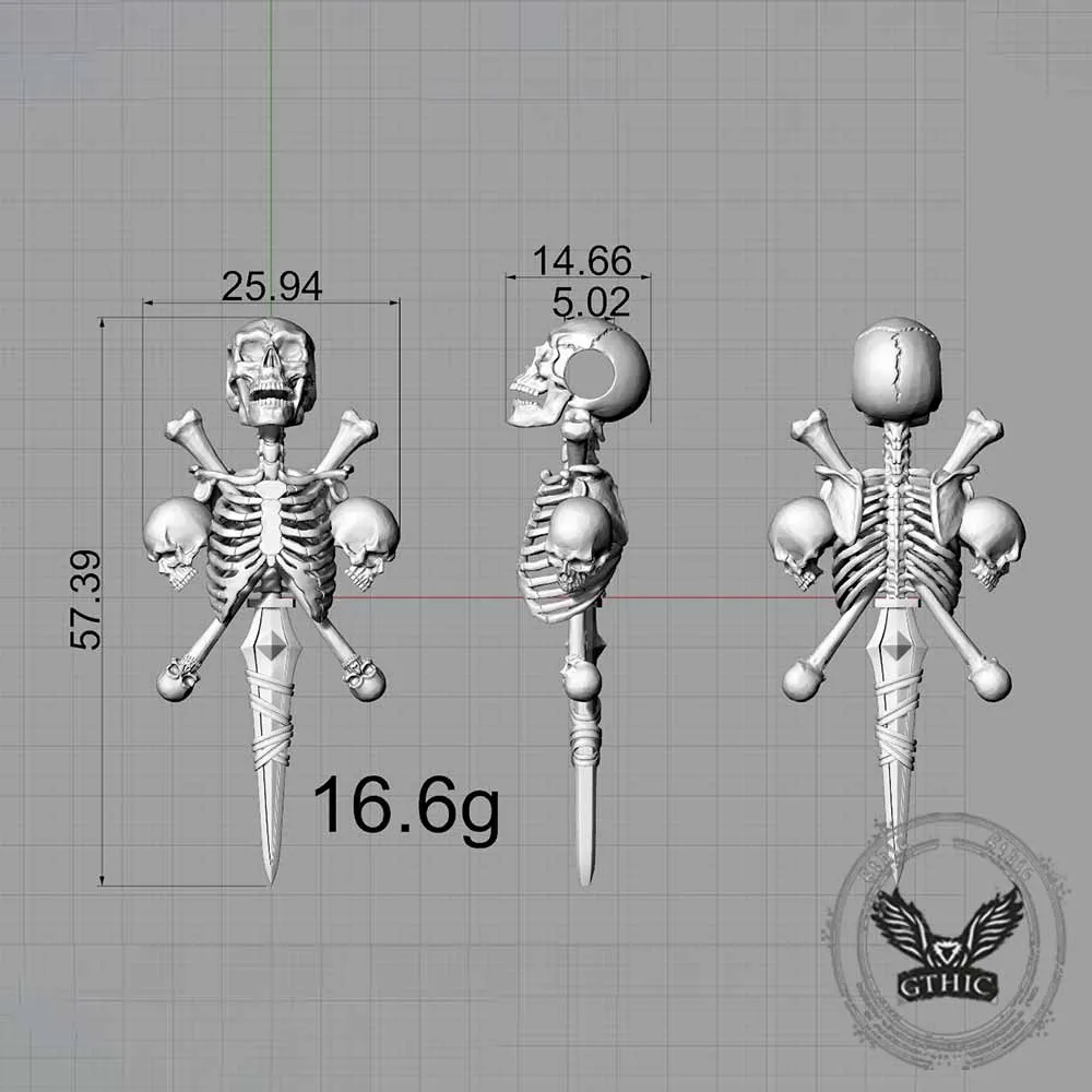 Gothic Skeleton Sword Bone Cross Sterling Silver Pendant sold by GTHIC product image thumbnail 5