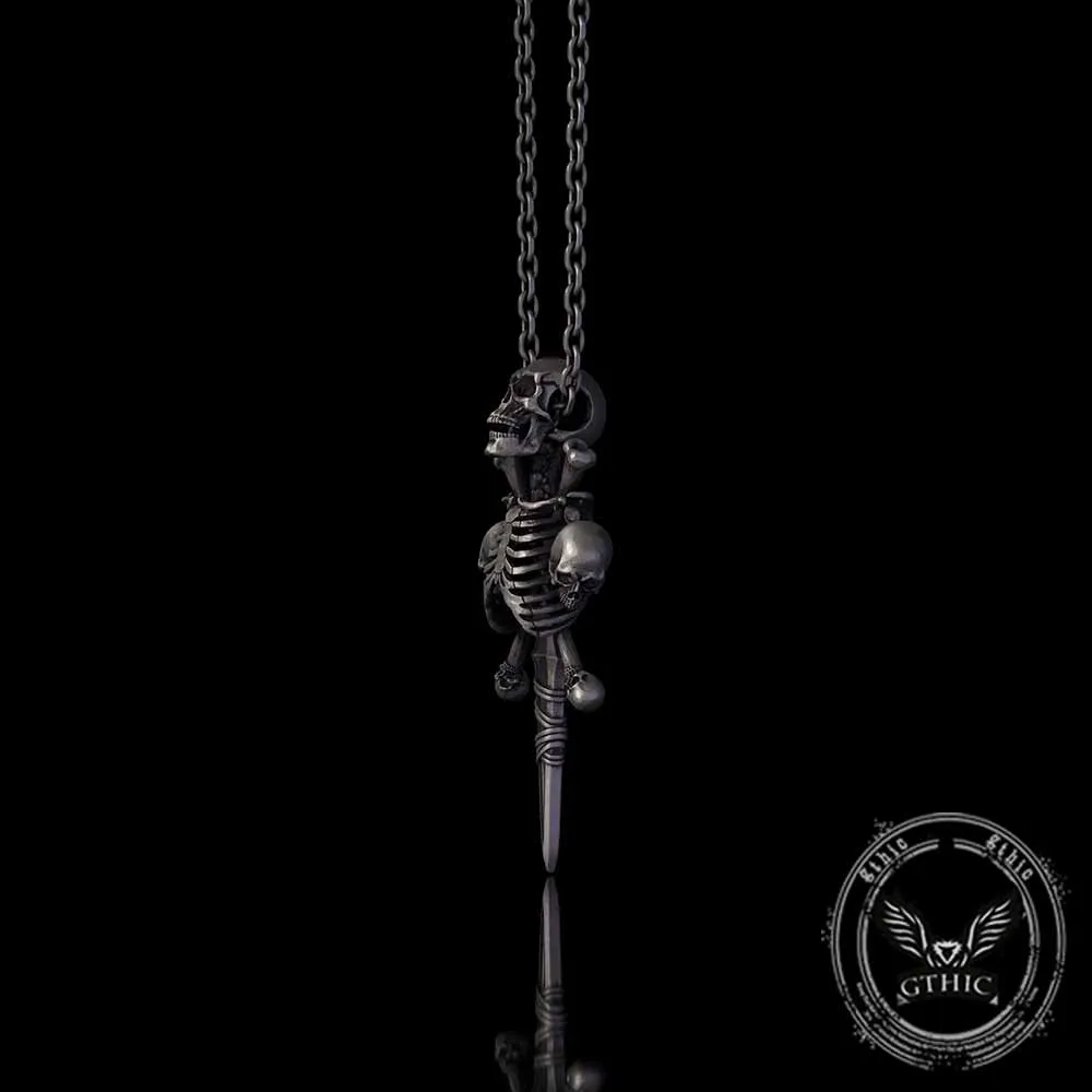Gothic Skeleton Sword Bone Cross Sterling Silver Pendant sold by GTHIC product image thumbnail 3