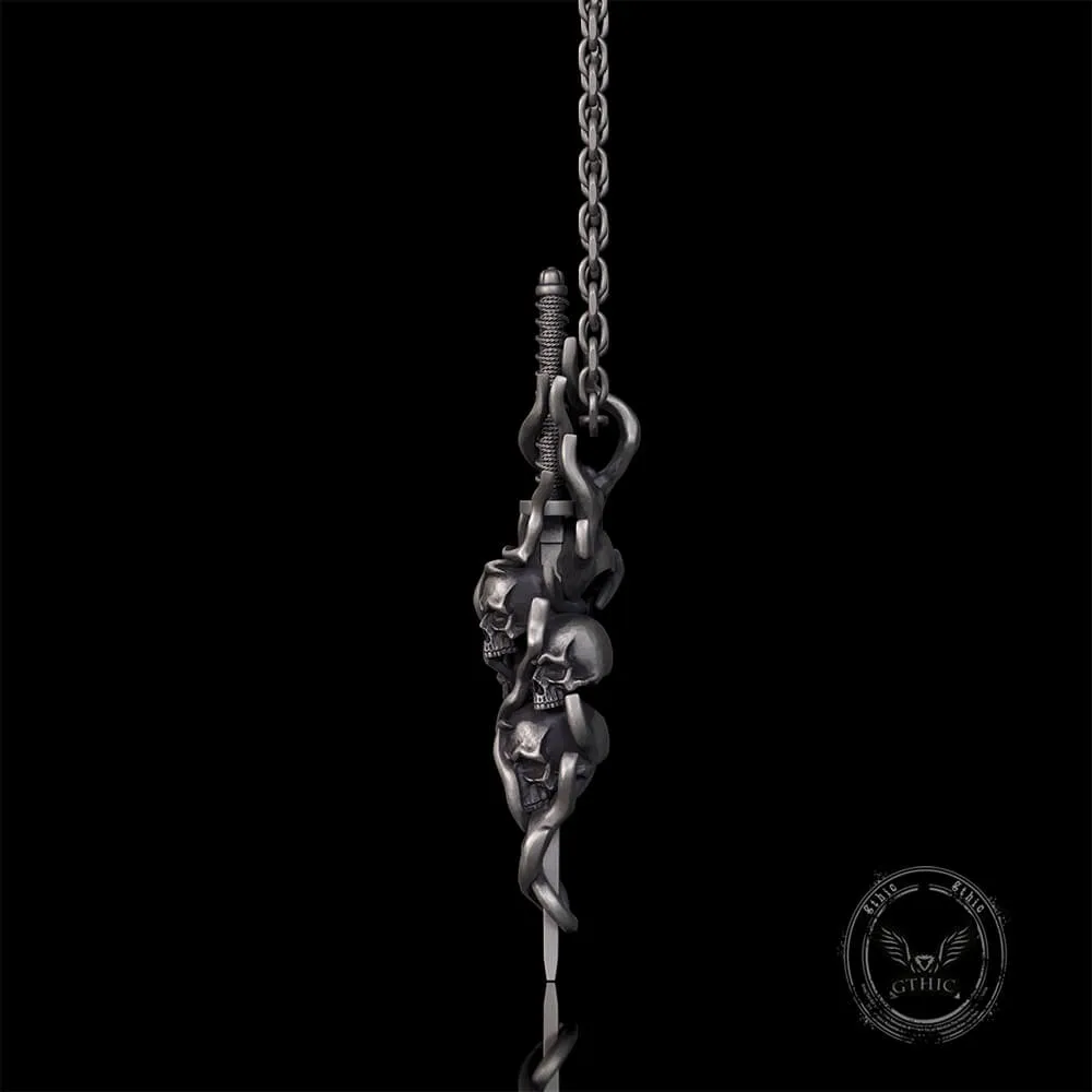 Gothic Skull Thorn Sword Sterling Silver Pendant sold by GTHIC product image thumbnail 4