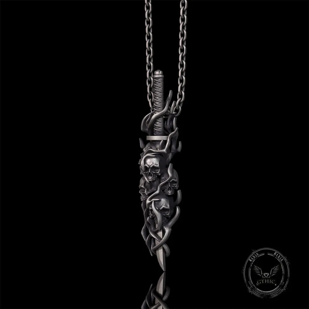 Gothic Skull Thorn Sword Sterling Silver Pendant sold by GTHIC product image thumbnail 3