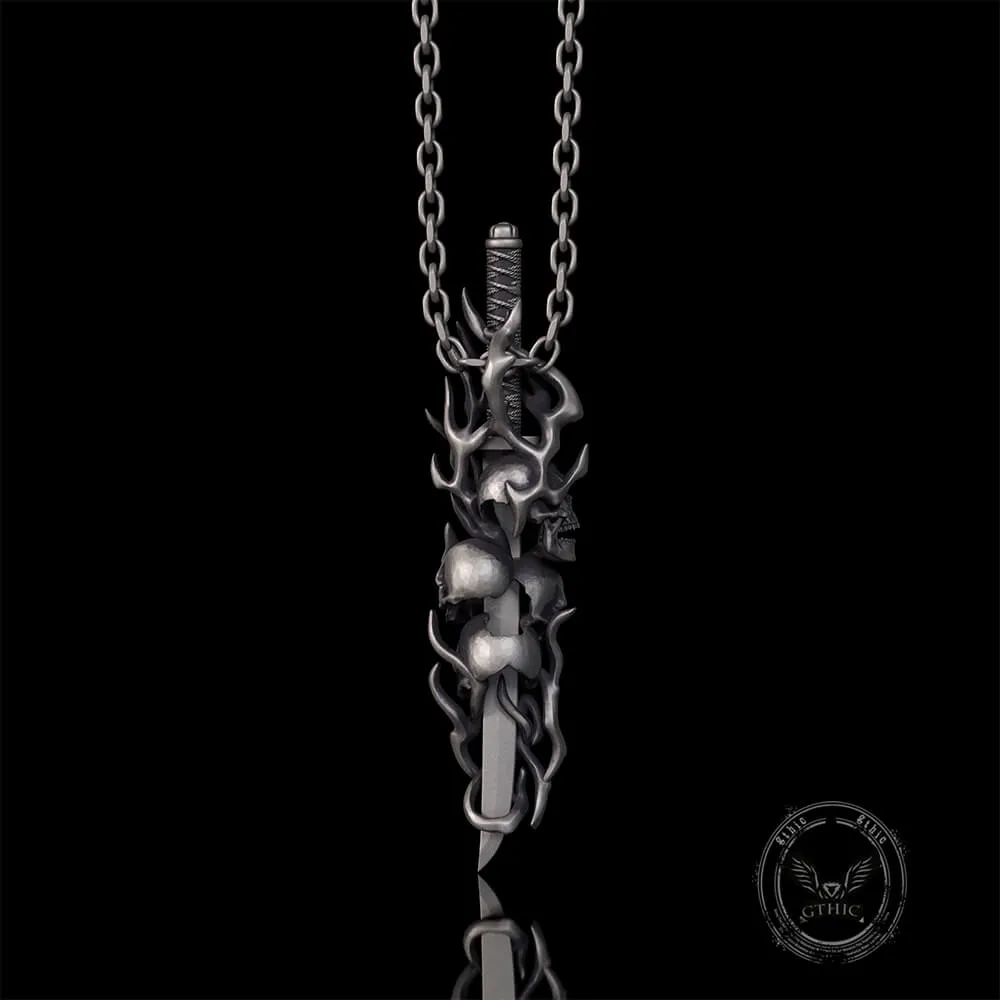 Gothic Skull Thorn Sword Sterling Silver Pendant sold by GTHIC product image thumbnail 5