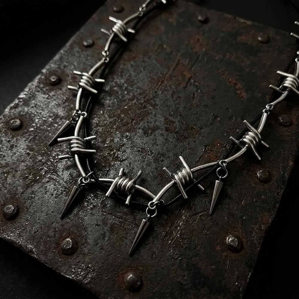 Punk Barbed Wire Spiked Zinc Alloy Clavicle Necklace sold by GTHIC product image thumbnail 3