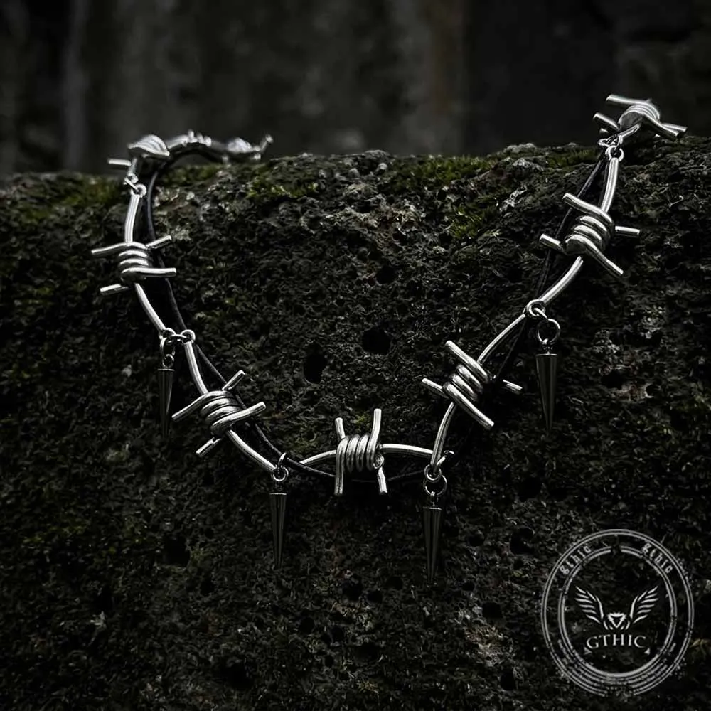 Punk Barbed Wire Spiked Zinc Alloy Clavicle Necklace sold by GTHIC product image thumbnail 4