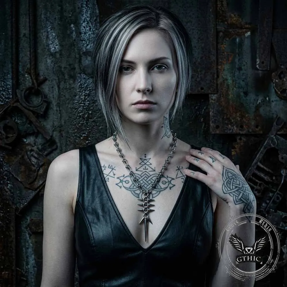 Punk Spiked Piercing Stainless Steel Clavicle Necklace sold by GTHIC product image thumbnail 2