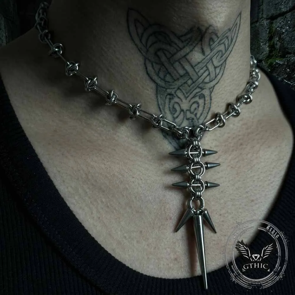 Punk Spiked Piercing Stainless Steel Clavicle Necklace sold by GTHIC product image thumbnail 3