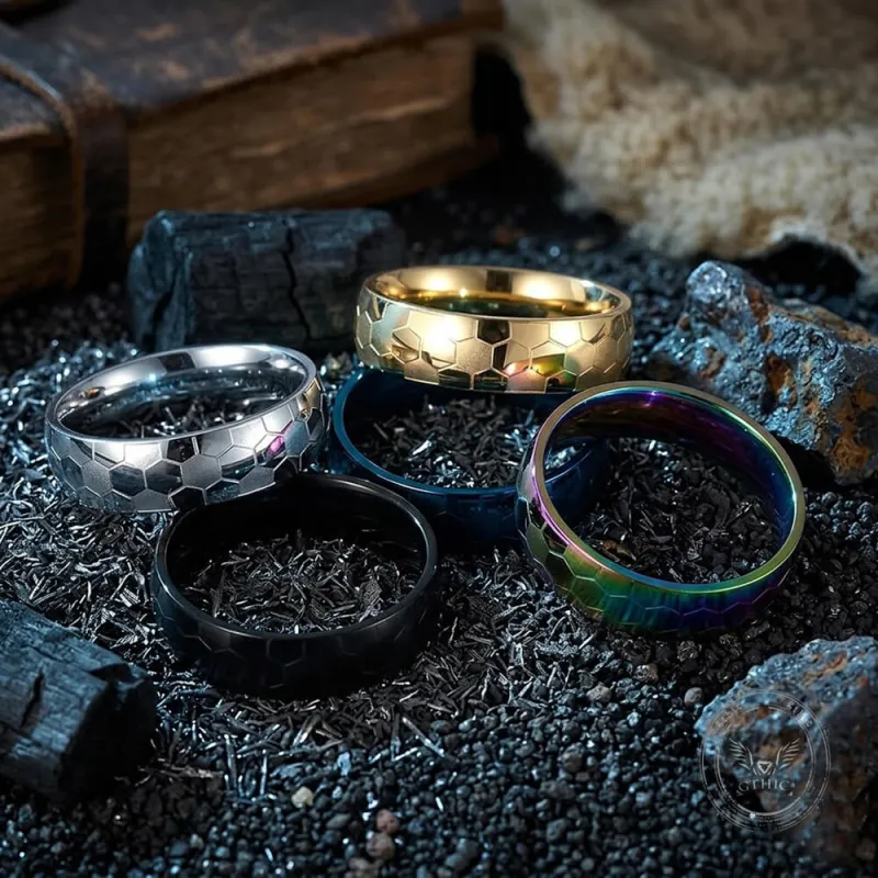 Soccer Pattern Minimalism Stainless Steel Band Ring made by GTHIC