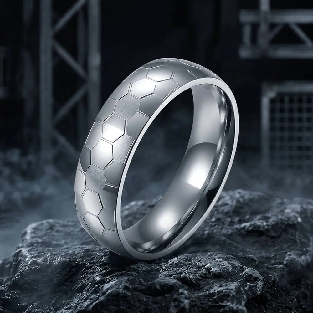 Soccer Pattern Minimalism Stainless Steel Band Ring sold by GTHIC product image thumbnail 4