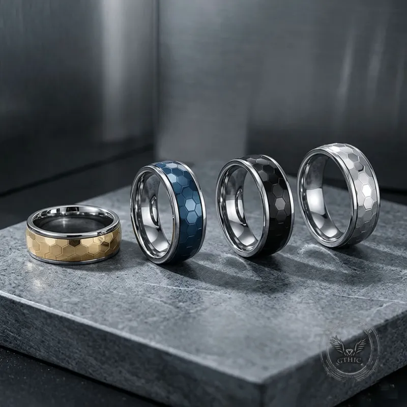 Simple Soccer Pattern Stainless Steel Spinner Ring made by GTHIC