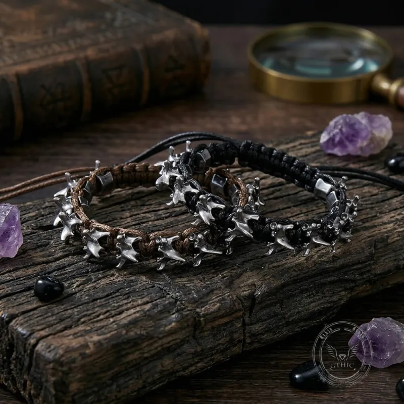 Punk Dark Alloy Dragon Adjustable Braided Bracelet made by GTHIC