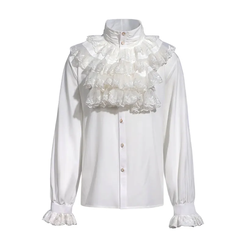 Gothic Ruffled Stand Collar Long-Sleeved Shirt made by GTHIC
