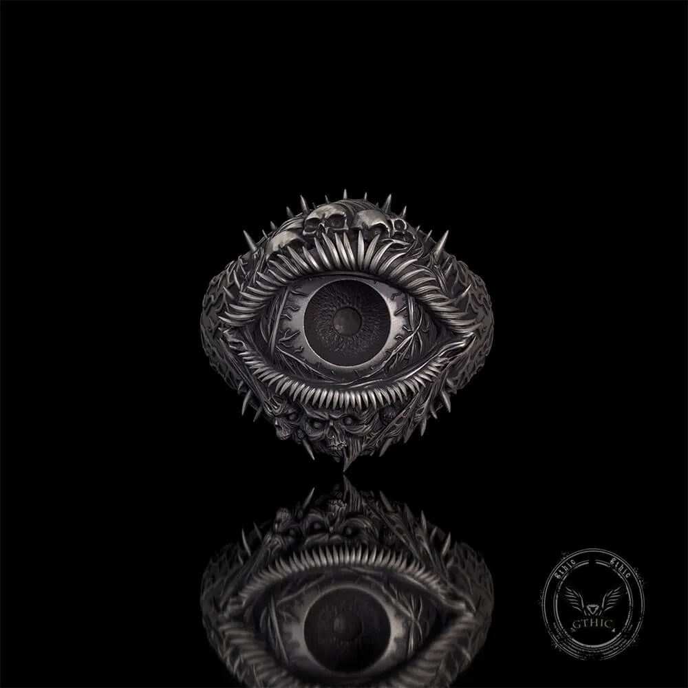 Evil Eye Skull Sterling Silver Hardcore Biker Ring sold by GTHIC product image thumbnail 3