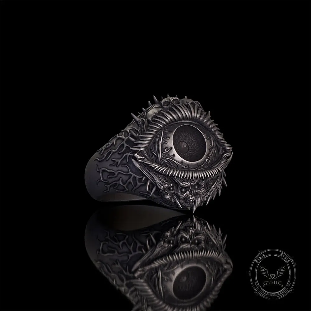 Evil Eye Skull Sterling Silver Hardcore Biker Ring sold by GTHIC product image thumbnail 4