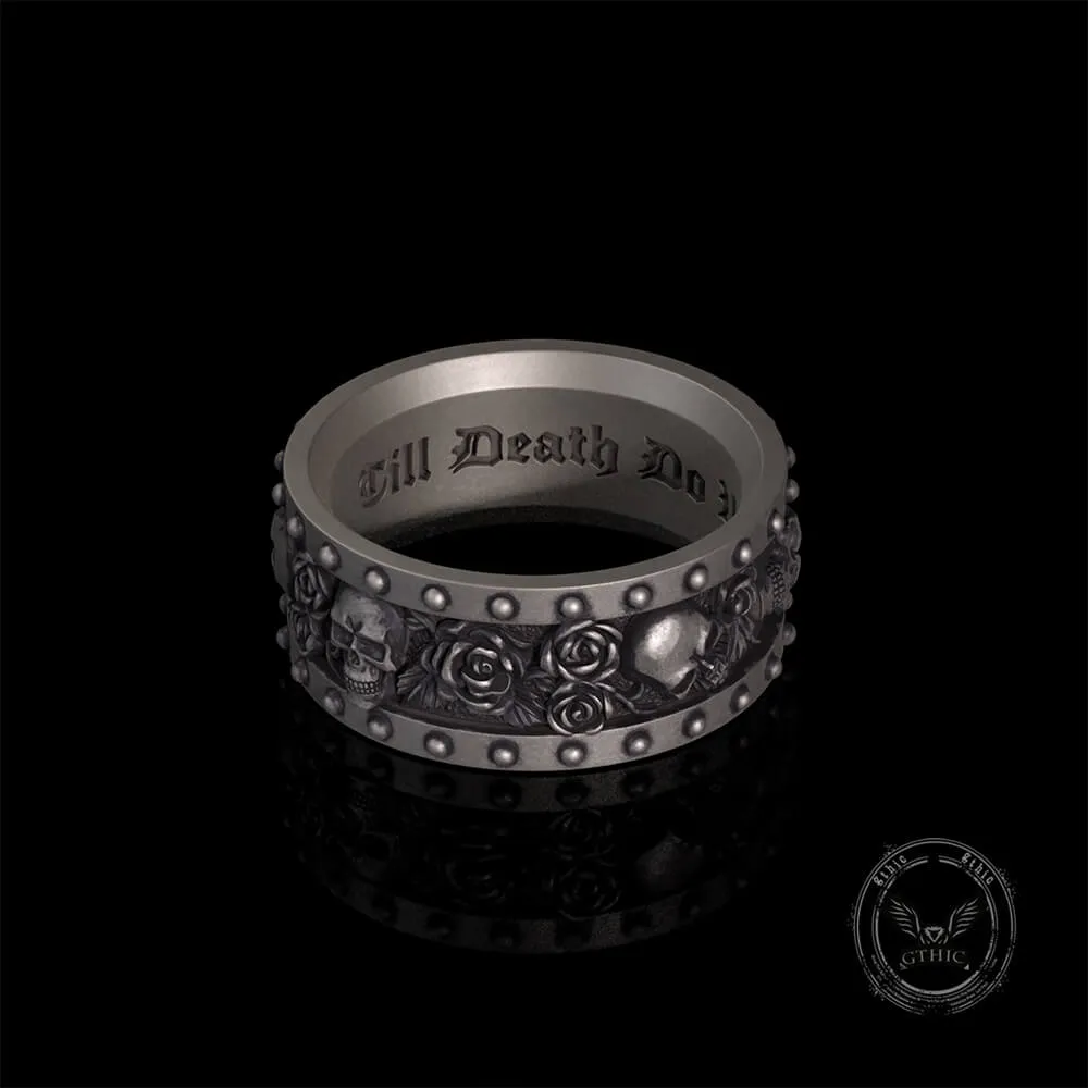 Till Death Do Us Part Skull Rose Sterling Silver Ring sold by GTHIC product image thumbnail 4