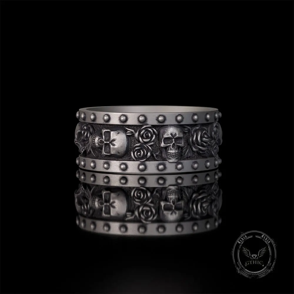 Till Death Do Us Part Skull Rose Sterling Silver Ring sold by GTHIC product image thumbnail 5