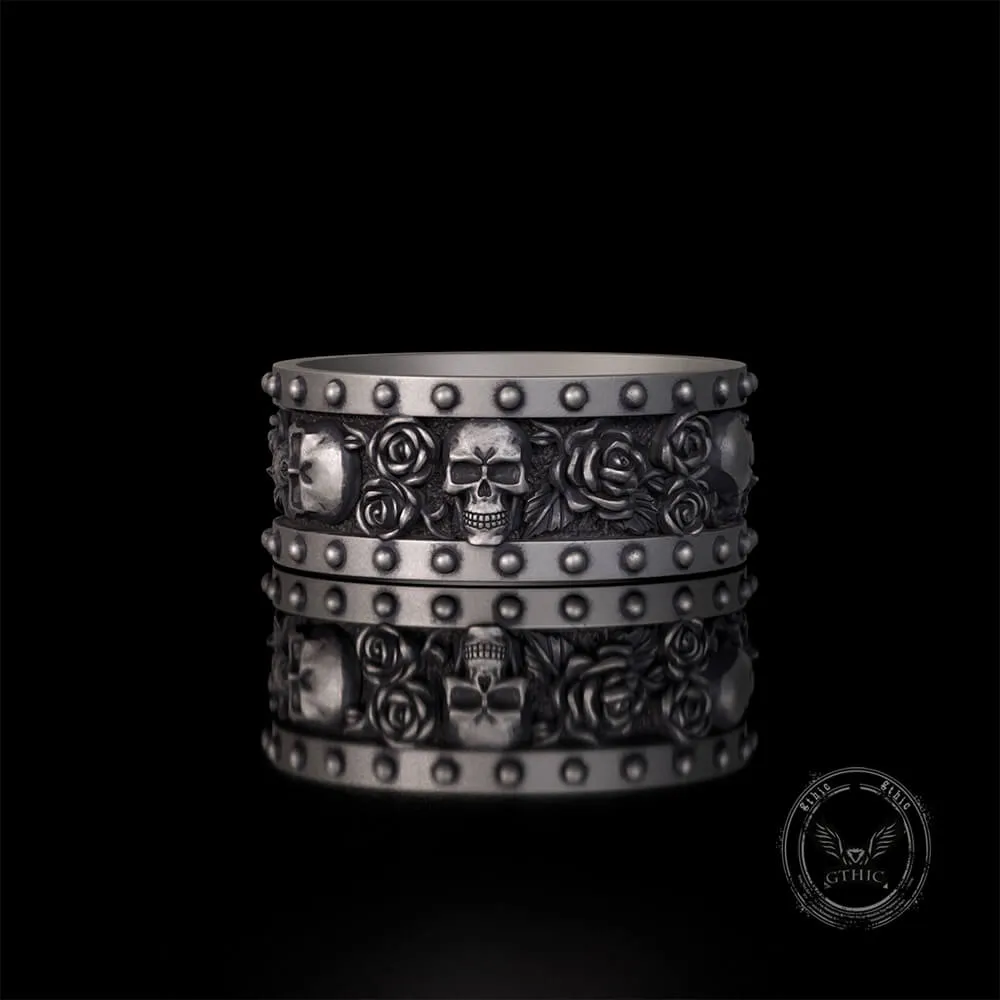 Till Death Do Us Part Skull Rose Sterling Silver Ring sold by GTHIC product image thumbnail 2