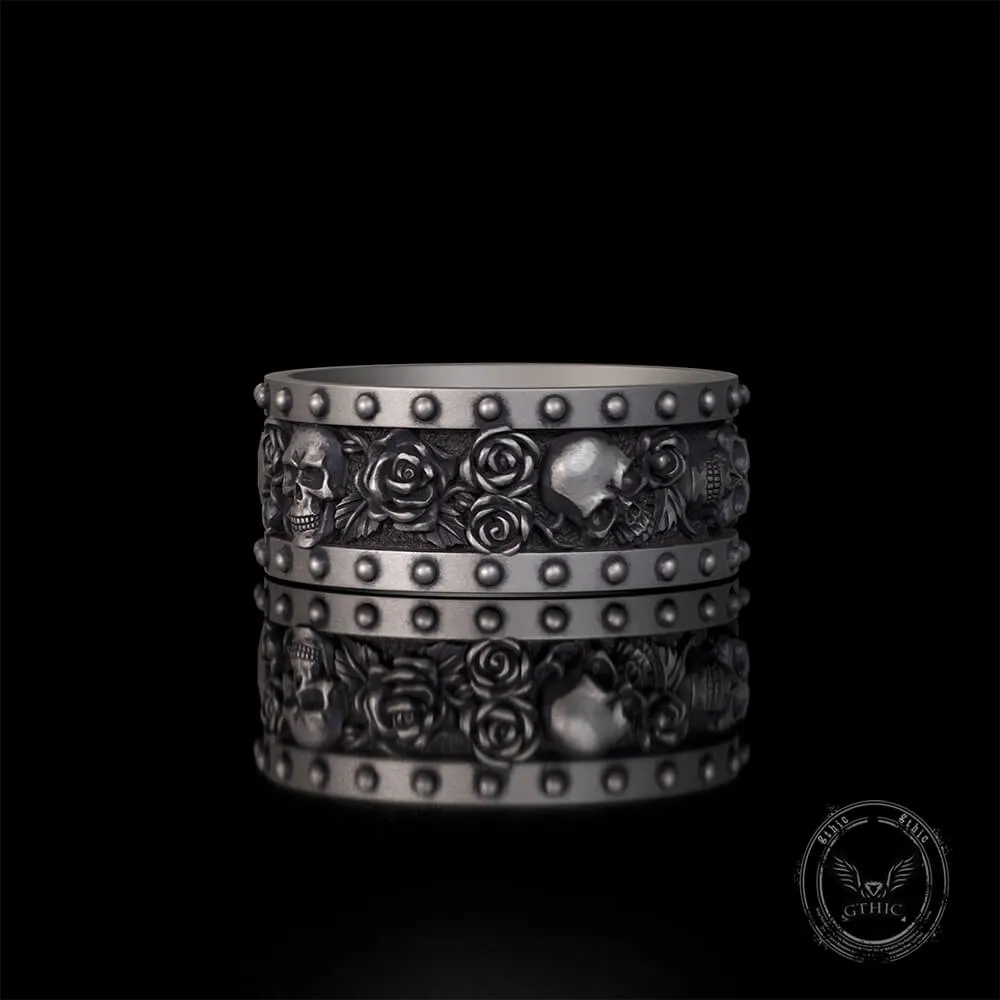 Till Death Do Us Part Skull Rose Sterling Silver Ring sold by GTHIC product image thumbnail 3