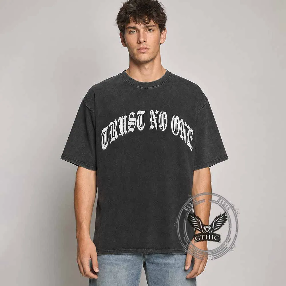 Trust No One Vintage Washed T-shirt sold by GTHIC product image thumbnail 2
