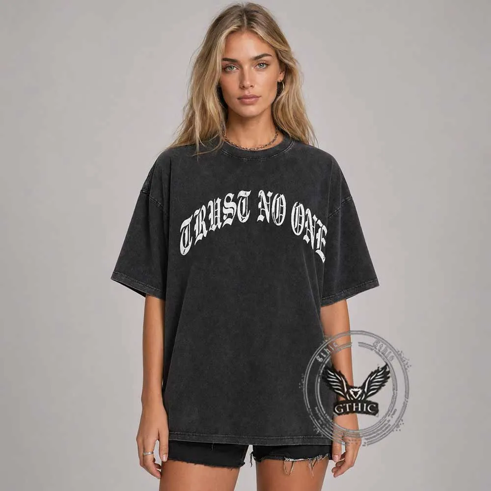Trust No One Vintage Washed T-shirt sold by GTHIC product image thumbnail 3