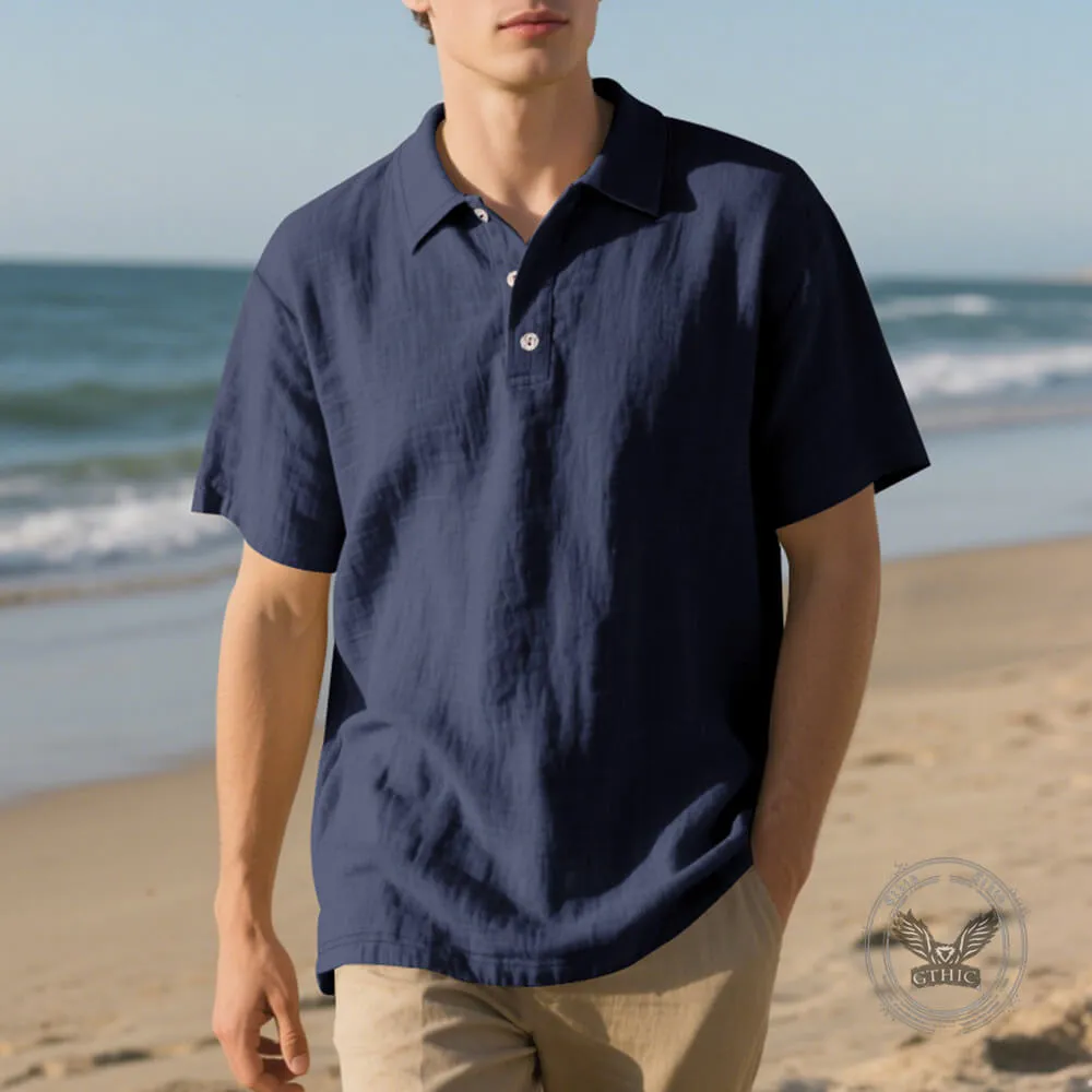 Casual Solid Color Loose Breathable Collared Polo Shirt sold by GTHIC product image thumbnail 2