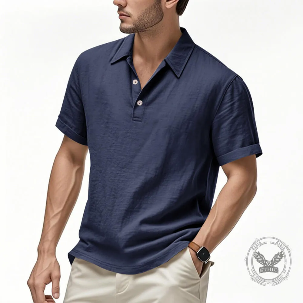 Casual Solid Color Loose Breathable Collared Polo Shirt sold by GTHIC product image thumbnail 5