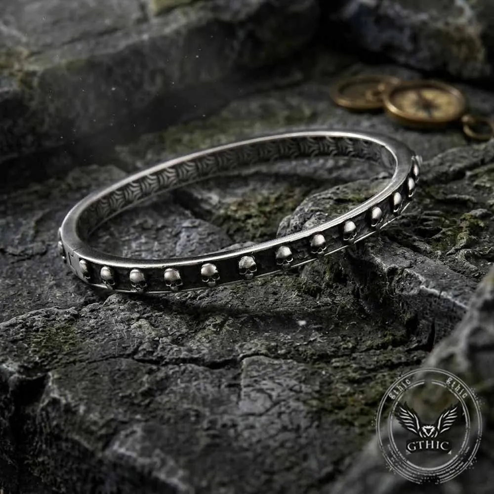 Gothic Multi-Skull Pattern Stainless Steel Bracelet sold by GTHIC product image thumbnail 4