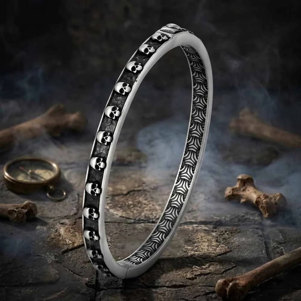 Gothic Multi-Skull Pattern Stainless Steel Bracelet sold by GTHIC