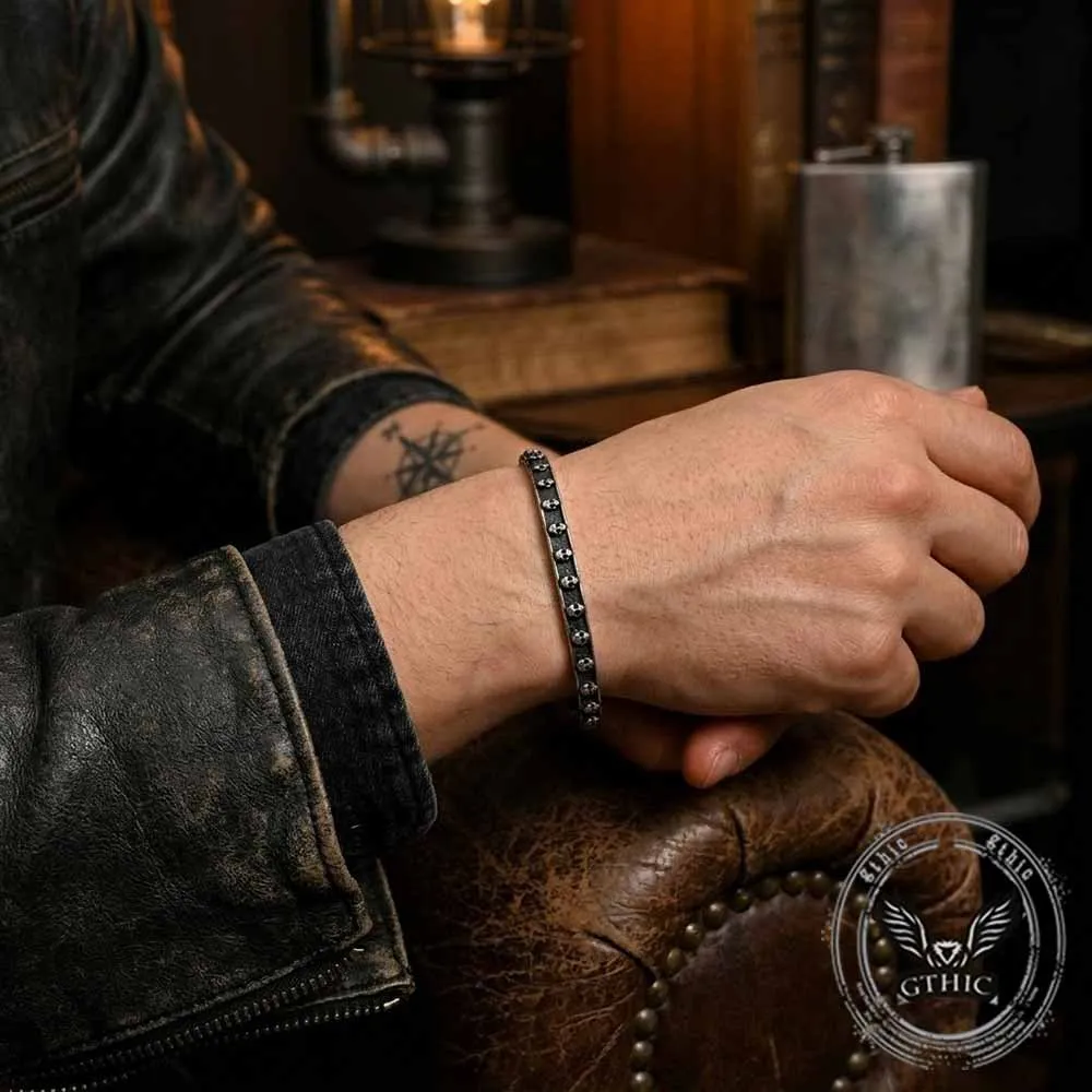 Gothic Multi-Skull Pattern Stainless Steel Bracelet sold by GTHIC product image thumbnail 2