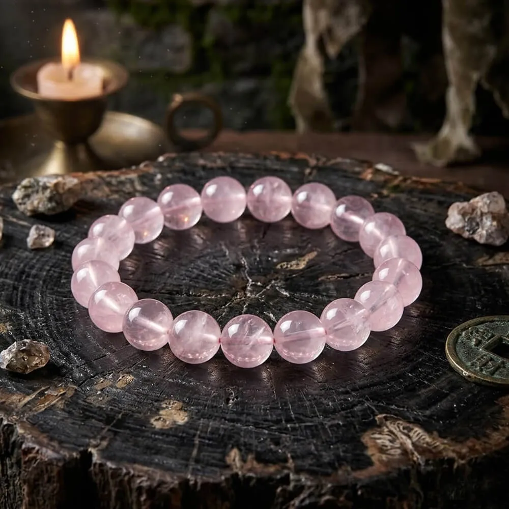 Simple Moissanite Natural Pink Crystal Bead Bracelet sold by GTHIC
